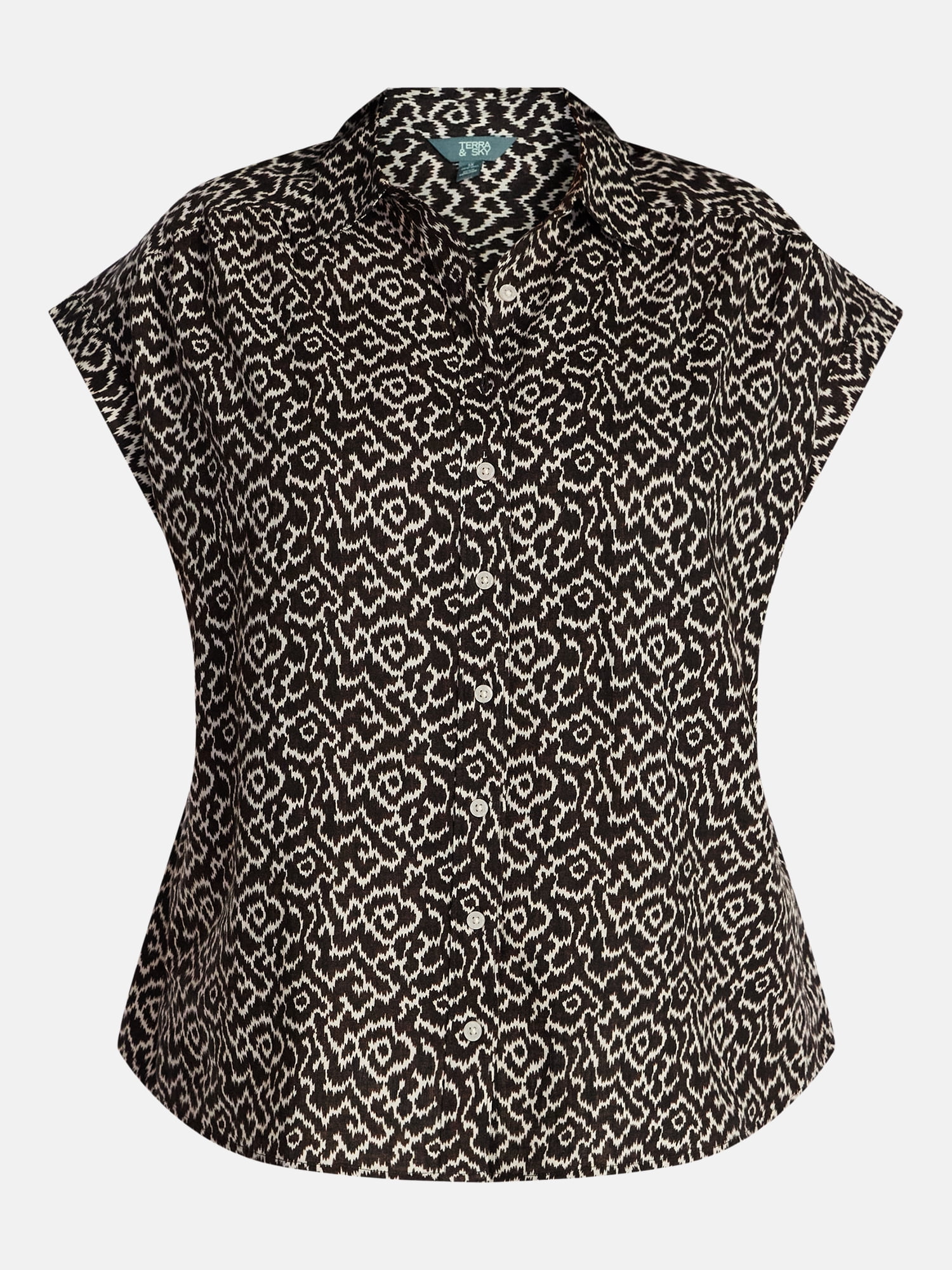 Terra & Sky Women's Plus Linen Camp Shirt, Sizes 0X-5X