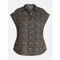 thumbnail image 5 of Terra & Sky Women's Plus Linen Blend Camp Shirt, Sizes 0X-5X, 5 of 5