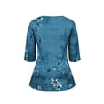 thumbnail image 6 of Ounisa Womens Plus Size 3/4 Sleeve T Shirt Crew Neck Printed Pullover Loose Fit Casual Fashion Trendy Tops XL-5XL, 6 of 6