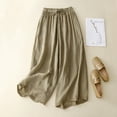 thumbnail image 4 of fheaev Wide Leg Linen Pants For Women Summer Plus Size High Waisted Elastic Waist Loose Cotton Linen Pants With Pockets Lightweight Flowy Pants Trousers, 4 of 7