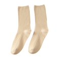 thumbnail image 4 of Daznico Socks for Women - Women's Stacked Socks Mid Calf Double Needle Knit Solid Color Casual Retro Korean Japanese Style Socks for Daily Wear, 4 of 4