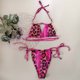 thumbnail image 4 of Bikini sexy con tiras divididas para mujer con almohadilla en el pecho y sin aros Estampado de leopardo Fridja  nalpqowj56963, 4 of 9