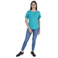 thumbnail image 2 of Inkmeso Solid Roll-Up Sleeve Tops For Women Round Hem Tshirt Summer Everyday Tee, 2 of 7