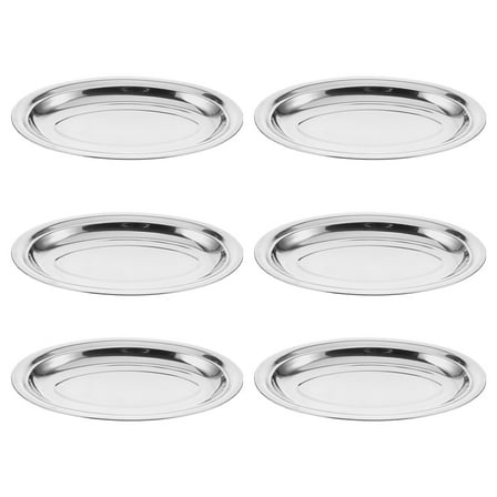 PartyKindom oval vanity tray Stainless Steel Serving Tray Silver 6Pcs