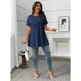 thumbnail image 6 of LANREMON Women Plus Tops Summer Short Sleeves Tunic Tops for Women Casual Crew Neck Blouses Loose Oversized T Shirts 4XL, 6 of 8