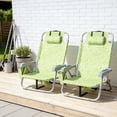 thumbnail image 6 of Ktaxon Low Backpack Beach Chair, 5-Position Protable  Beach Chair, Light-Weight Foldable Camping Chair with Back Storage Bag & Cooler Pouch and Side Bags for Beach Poolside (Yellow-Green Print), 6 of 8