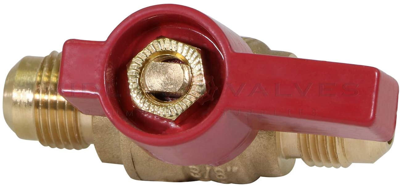 Midline Valve LxL1212GAS-5 Premium Brass Gas Ball Valve, with 1/2 in. x 1/2 in. Flare Connections (Pack of 5)