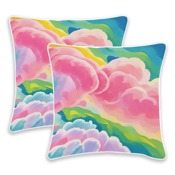 2 Pack Pillow Covers Pastel Cloudscape Printed Decorative Pillow Case with Hidden Zipper, (No Pillow Insert)