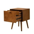 thumbnail image 3 of Modern End Table Charging Station Hidden 2 Drawers Wooden Table Set of 2 Living Room, Acorn, 3 of 10