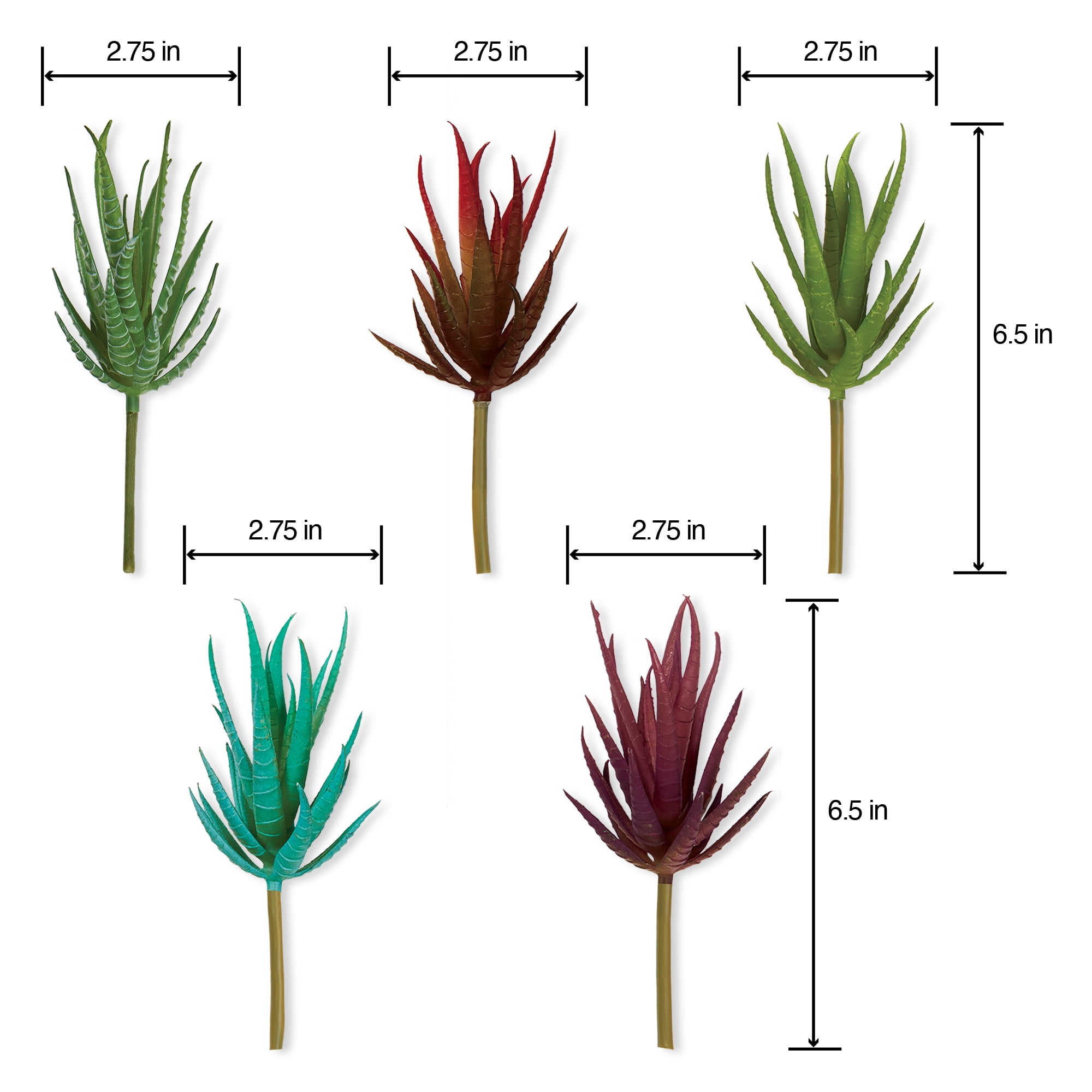 Mainstays 6.5" Artificial Agave Succulent Picks, Mixed Colors