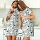 thumbnail image 4 of Fotbe Bicycle Bata de Dormir para Mujer con Estampado, Camisón de Algodón de Manga Corta, Ropa de Dormir Casual, 4 of 6