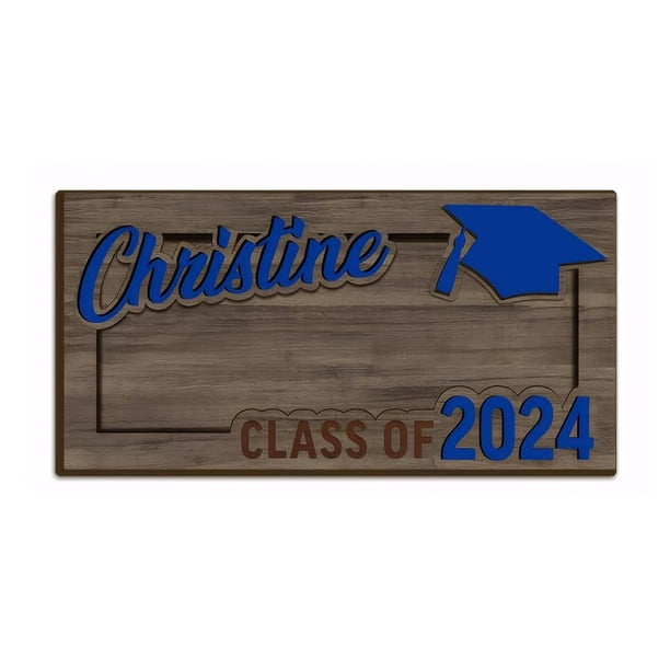 Bewildely Titular de dinero de madera de graduación de clase de 2024 para regalos en efectivo y el mejor artículo decorativo para 2024 Decoración del hogar azul