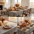 thumbnail image 3 of Sm:)e Fabric Openwork Farmhouse Style Linen Tablecloth 60x84 Inch, Yarn-Dyed Woven Table Cover for Dining Decor, Rectangle, Dark Gray, 3 of 9