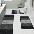 thumbnail image 4 of Ileading Traditional 4 Piece Microfiber Washable Bathroom Rug Set, Black, 4 of 11