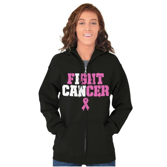 Breast Cancer I Can Fight Cancer Zip Hoodie Sweatshirt Women Brisco Brands S