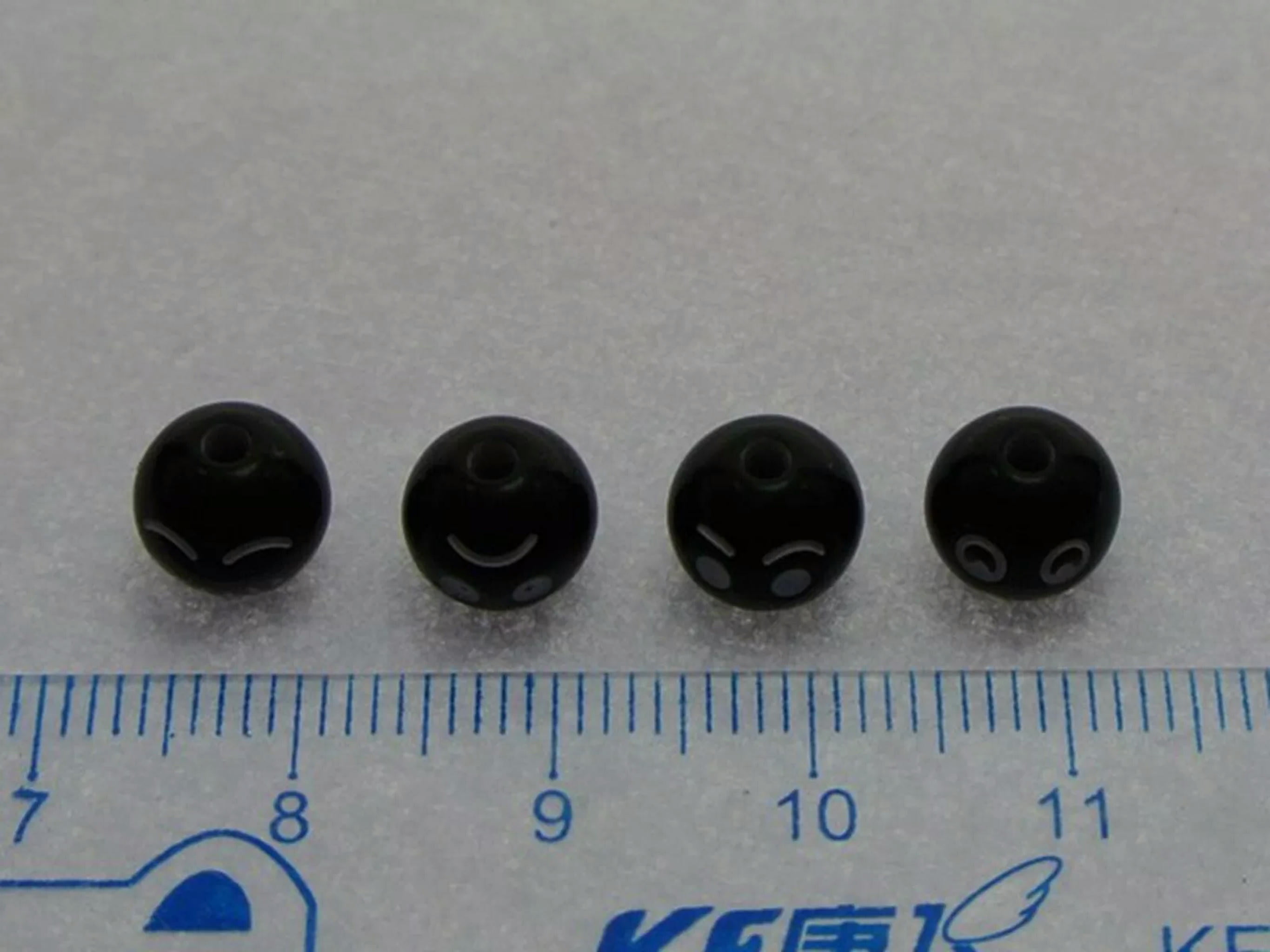 U8MO 200 Black Assorted Facial Expression Smile Round Beads 8mm(0.32") Kid Craft