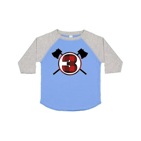 

Inktastic 3rd Birthday Buffalo Plaid Lumberjack Gift Toddler Boy Girl T-Shirt