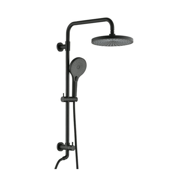 Shower Head with Handheld System, 8" Rainfall Dual Shower Combo, Matte Black, 3-Setting Handheld Sprayer, Slide Bar, Wall Mounted Matte Black   ABS