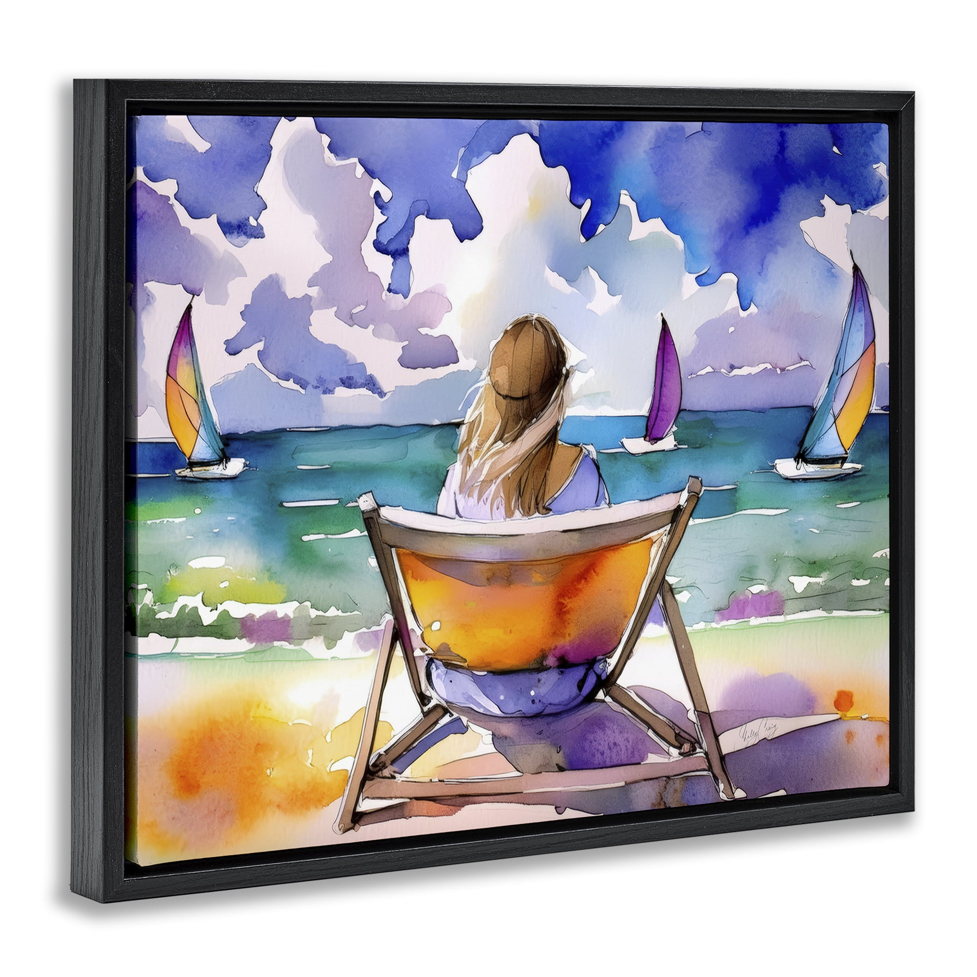 Stupell Industries Front Row to Paradise Black Framed Floater Canvas Wall Art, design by Shelly Craig