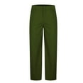 thumbnail image 5 of Man Solid-Color Corduroy Pocket Button Casual Loose Straight Leg Pants Olive Green, 5 of 6
