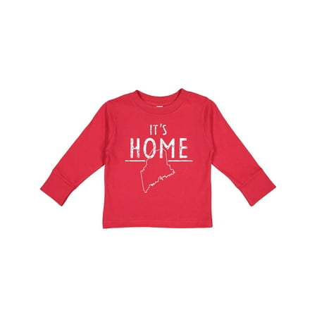 

Inktastic It s Home- Maine State Outline Distressed Text Gift Toddler Boy or Toddler Girl Long Sleeve T-Shirt