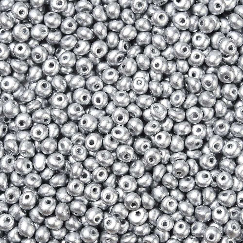 1pound 6/0 Glass Seed Beads Opaque Colours Luster Teardrop Silver 4~5x4~4.5x3~4mm Hole: 0.8~0.9mm about 5625pcs/pound