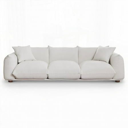 Modern Cream Boucle 100'' Sofa with Solid Wood Legs