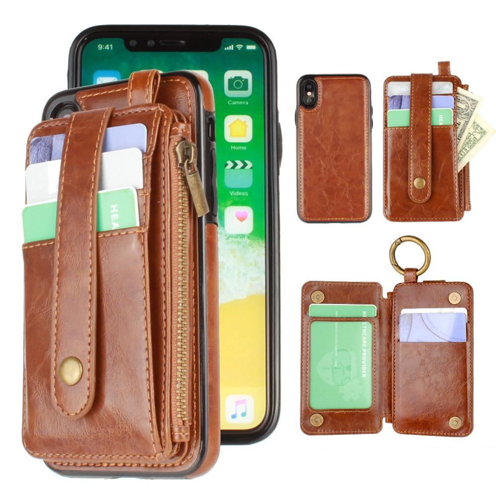 iPhone X Wallet Case, Slim PU Leather Detachable Cover with Multiple