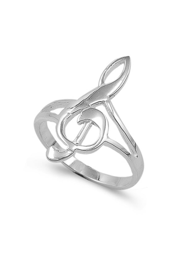 Sterling Silver Women's Treble Clef Note Ring Band 24mm 925 Jewelry Female Male Unisex Size 7