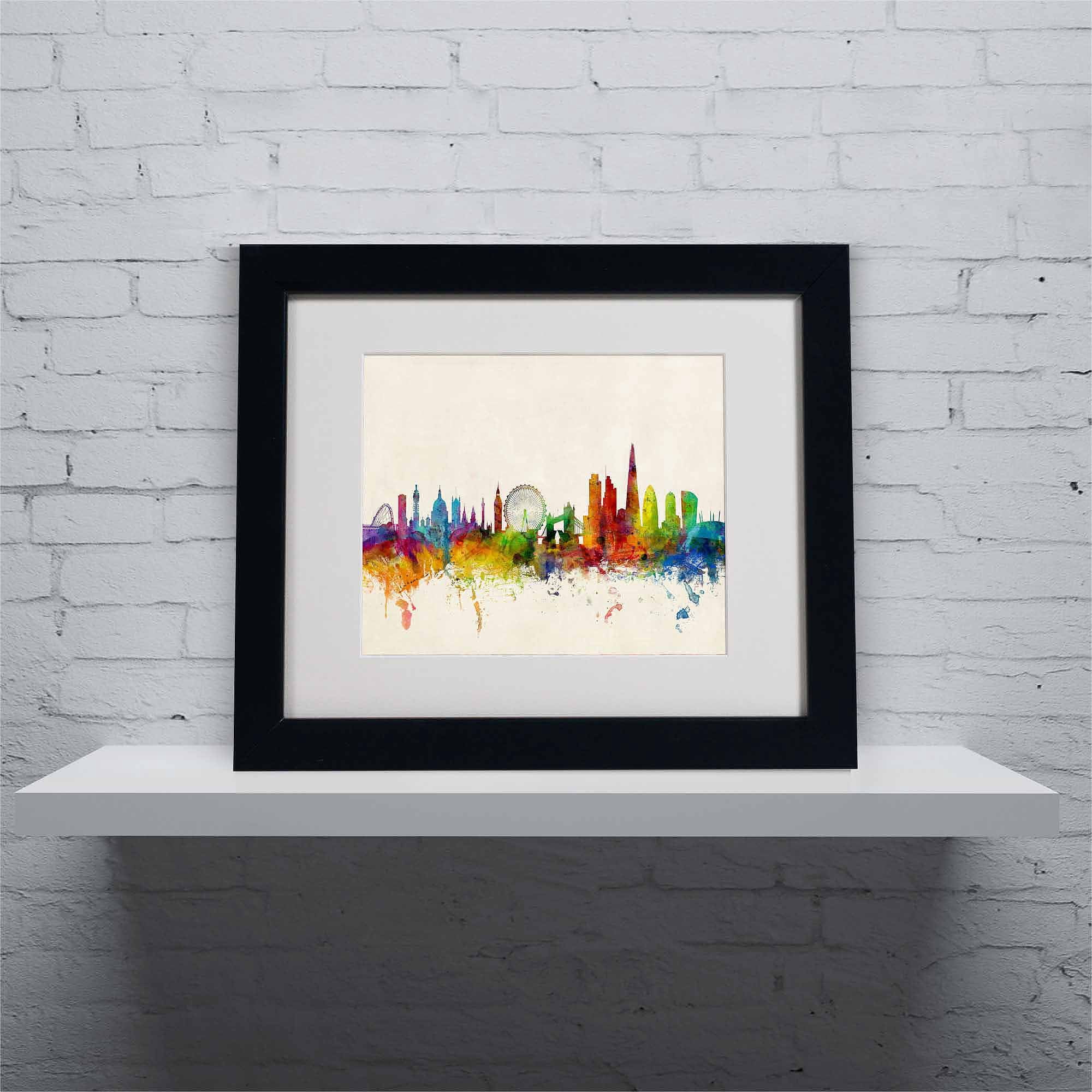 Trademark Fine Art "London England Skyline VII" Canvas Art by Michael Tompsett, Black Frame