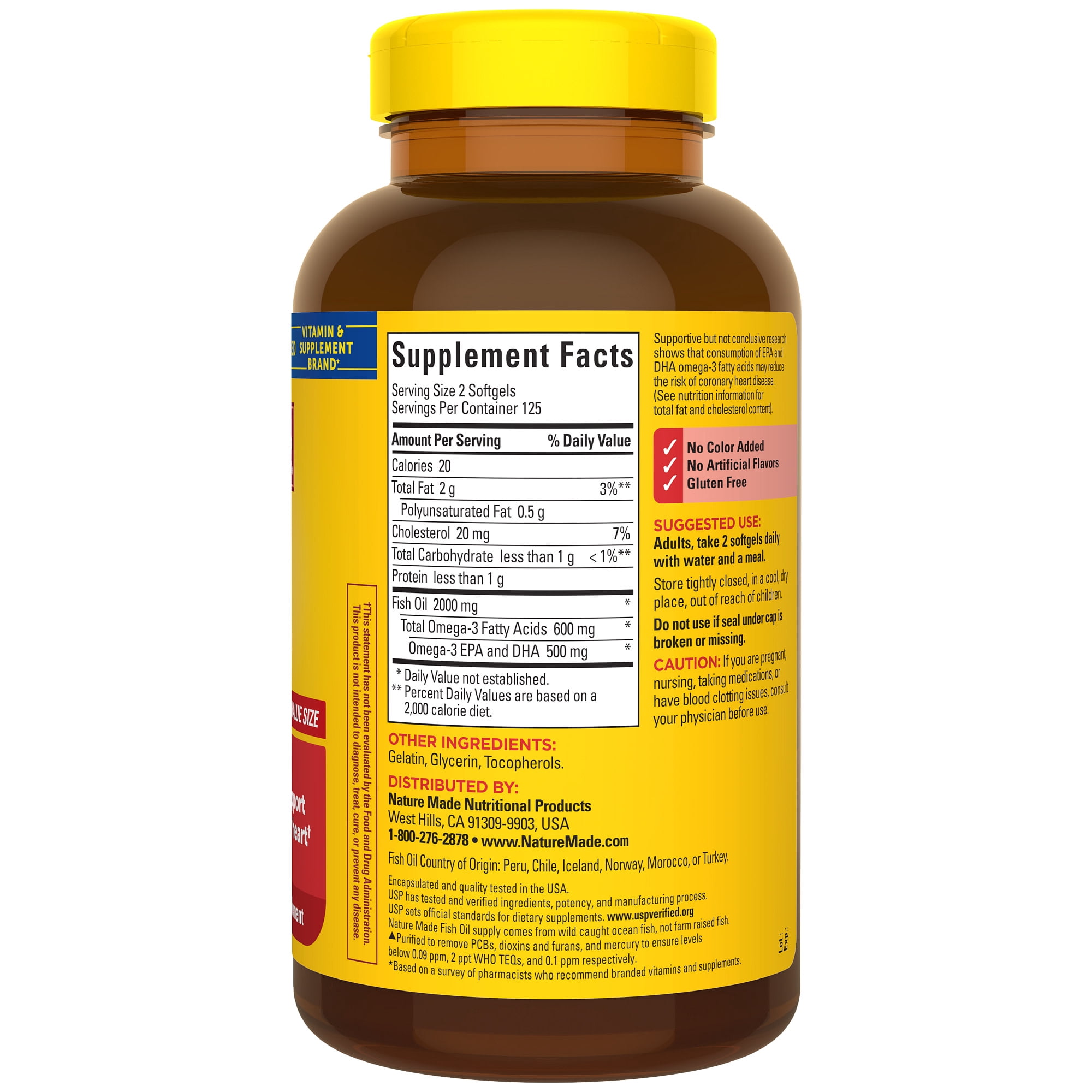 Nature Made Fish Oil 1000 mg Softgels, Fish Oil Supplements, 250 Count