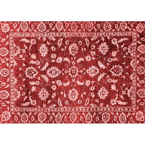 Ahgly Company Machine Washable Indoor Rectangle Oriental Red Traditional Area Rugs, 8' x 12'