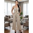 thumbnail image 2 of Conjunto para Mujer 2 Piezas Rayado Top Peplum con Tirantes y Pantalón Palazzo Set Elegante Casual de Tela Ligera, 2 of 5