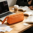 thumbnail image 6 of Lksixu Large Capacity Pencil Case, Solid Color Canvas Pencil Pouch with Zipper & Handle, Simple Stationery Organizer Lightweight & Spacious Pencil Bag, Portable Travel Cosmetic Makeup Bag, 6 of 7