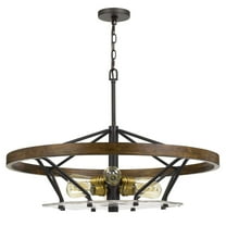Cal Lighting Sherrill Metal/Wood Chandelier (Edison Bulbs Not Included)