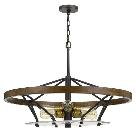 Cal Lighting Sherrill Metal/Wood Chandelier (Edison Bulbs Not Included)