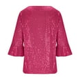 thumbnail image 4 of BLVB Womens Sparkly Sequin Tops 3/4 Sleeve Glitter Party Dressy Blouse V-Neck Evening Club Concert Shirt, 4 of 7