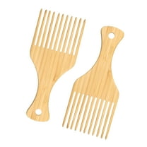 Vocoste 2 Pcs Wooden Hair Pick Afro Hair Pick for Curly Hair Wood Color 7.17"x3.07"