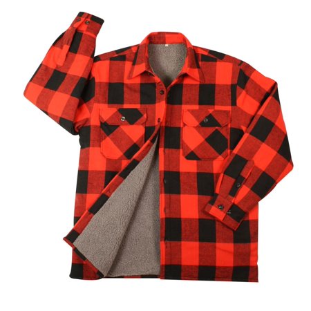 Extra Heavyweight Brawny Sherpa-Lined Flannel Jacket in Blue, Red or White Plaid