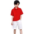 thumbnail image 4 of GiLiling Toddler Collared Short Sleeve Polo Soft Solid Dress Shirt for Baby Boys Girls Cute Summer Pocket Tee Tops (Red, 3-4 Years), 4 of 8