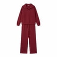 thumbnail image 4 of LEKWK Workout Sets for Women Sweatsuits 2 Piece Matching Sets Quarter Zip Collared Sweatshirt and Wide Leg Sweatpants Lounge Athletic Tracksuit, 4 of 4