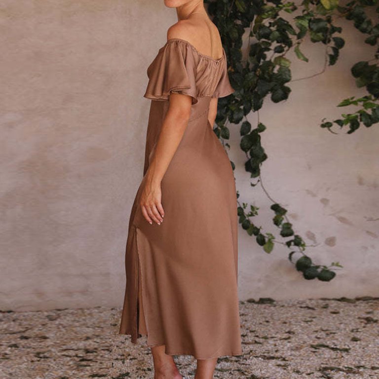 david's bridal ivory bridesmaid dress Dark Coffee Long Prom Dresses, Dark Coffee Long Formal Graduation Dresses, US 6 / Coffee as Pics / With Rush+$19.99