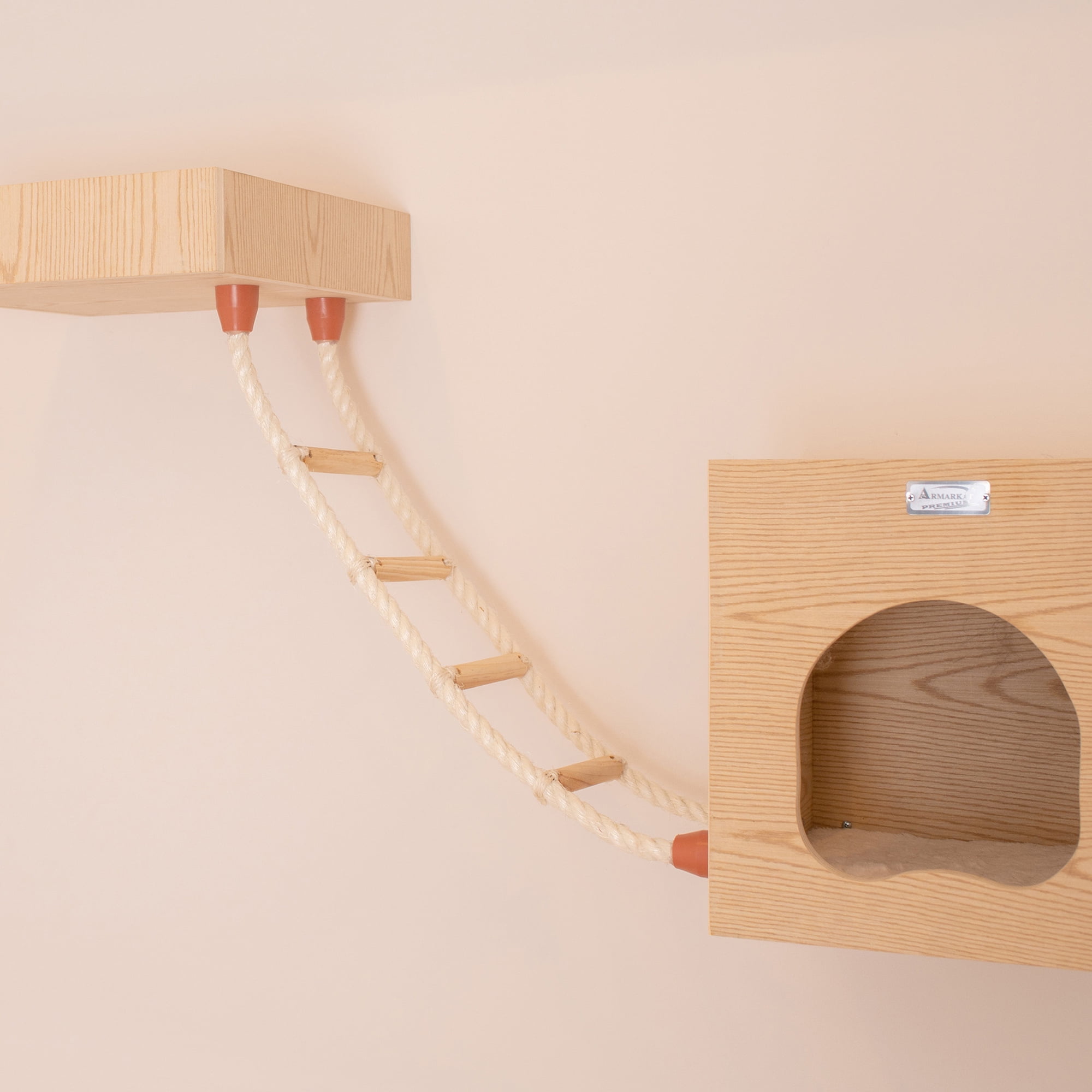 Armarkat W1907E Wall-Mounted Cat Climbing Ladder Solid Wood Sisal Rope 28"