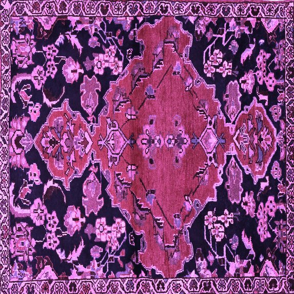 Ahgly Company Indoor Square Persian Purple Traditional Area Rugs, 6' Square