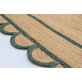thumbnail image 3 of Green Border Natural Scallop Pattern Jute Bohemian Area Rug, 3 of 4