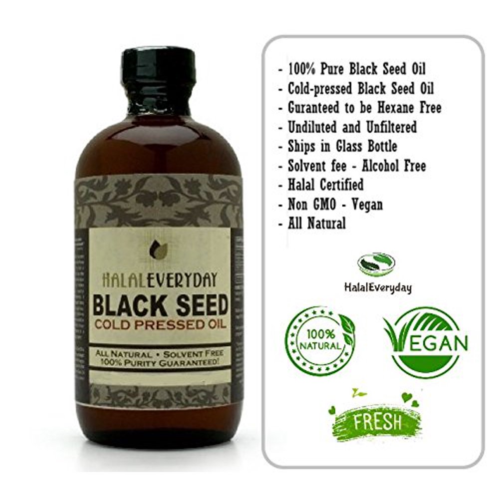 Pure and Cold Pressed Black Seed Oil 4 oz Glass Bottle NONGMO and