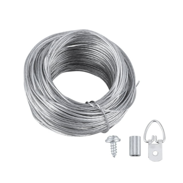 Corde Métallique 30,5m et 20 Ensembles Crochets de Cadre Photo Kit de Suspensions Photo