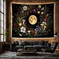 thumbnail image 6 of Moon Centerpiece With Botanical Wreath on Black, Mystical Fantasy for Night Sky Enthusiasts, Celestial Forest Wall Art, Housewarming Gift Tapestry Wall Hanging for Bedroom and Living Room, 6 of 7