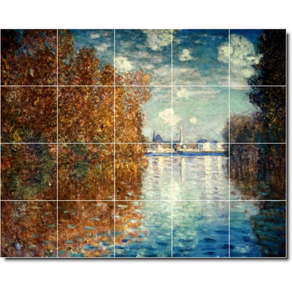 Ceramic Tile Mural-Claude Monet Country Painting 102. 40" w x 32" h using (20) 8 x 8 ceramic tiles