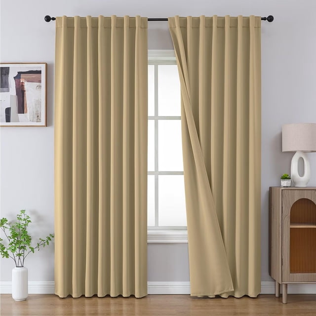 Cortinas Joydeco 2 Paneles Beige Aislantes Térmicas 132x213 cm